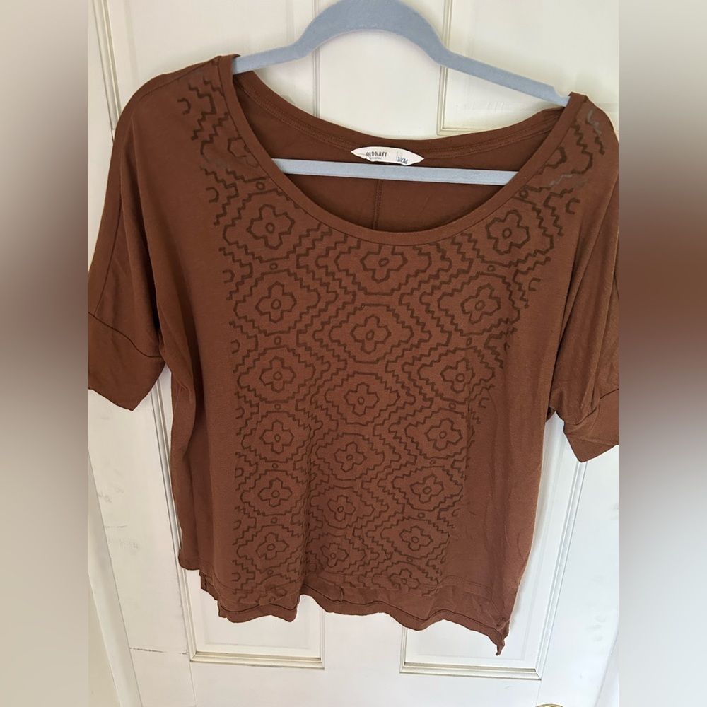 Brown Patterned Women's Top